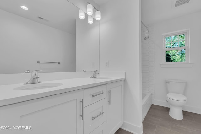 full bath featuring toilet, visible vents, and a sink