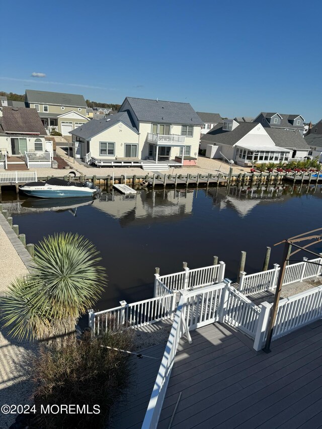 view of dock featuring a water view