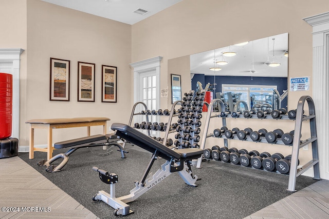 workout area with plenty of natural light