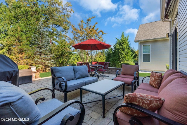 view of patio / terrace featuring outdoor lounge area and grilling area