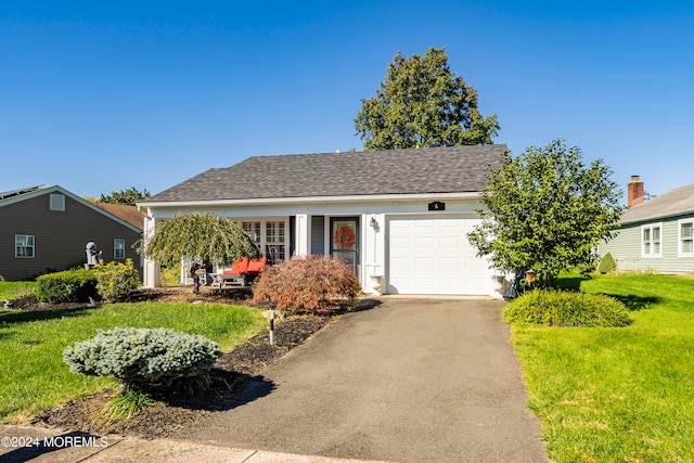 view of front facade featuring a garage and a front yard