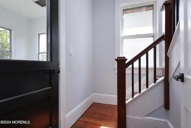 entryway with hardwood / wood-style floors