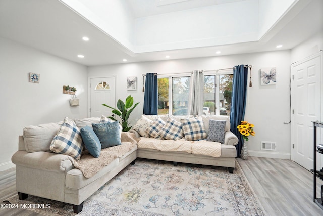 living room featuring light hardwood / wood-style flooring