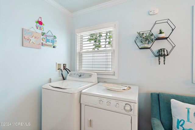 304 Bay Blvd, Seaside Heights, NJ 08751 - washroom featuring washer and dryer and crown molding