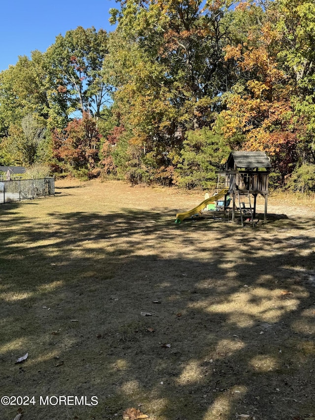 view of yard featuring a playground