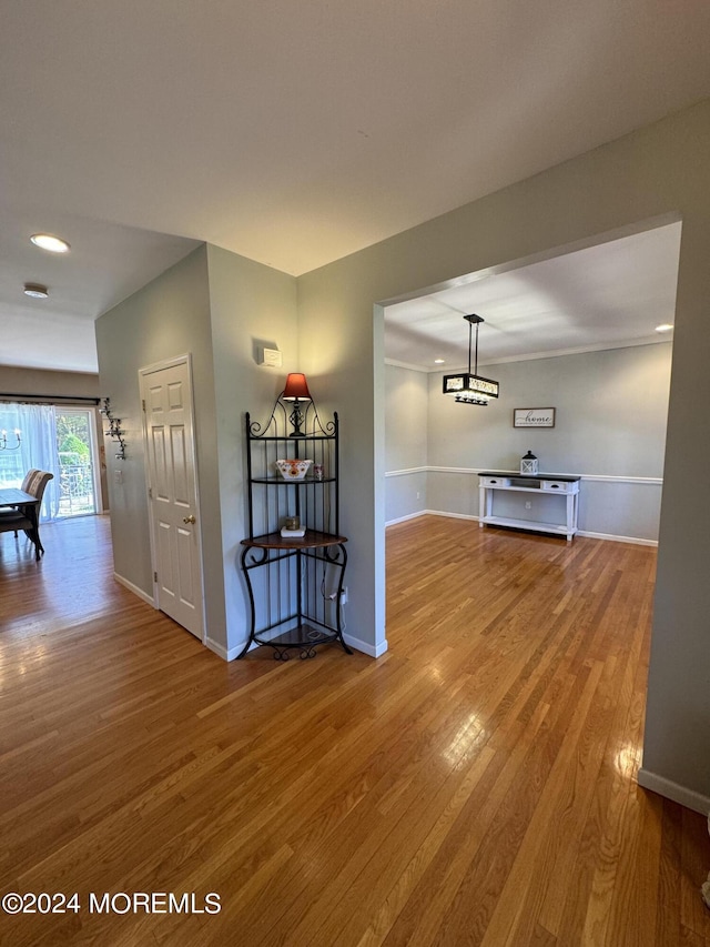 corridor with hardwood / wood-style floors