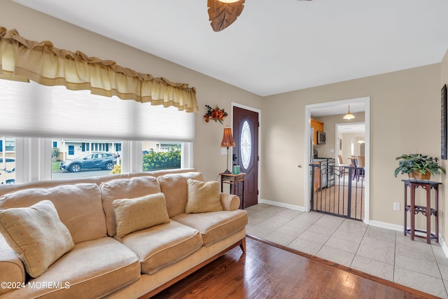 living room with light wood-type flooring