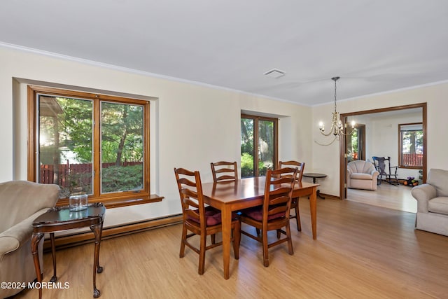 dining room featuring a wealth of natural light and light hardwood / wood-style floors