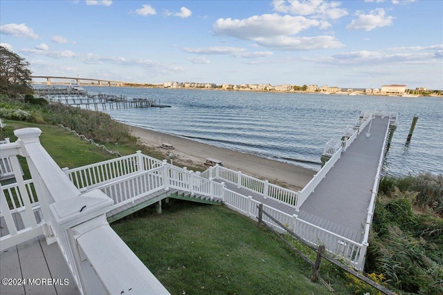 view of dock featuring a water view