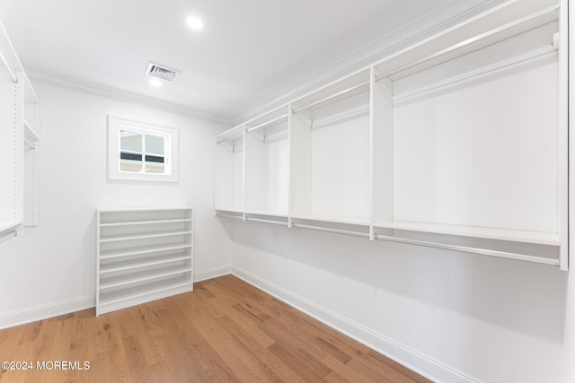 spacious closet with hardwood / wood-style floors