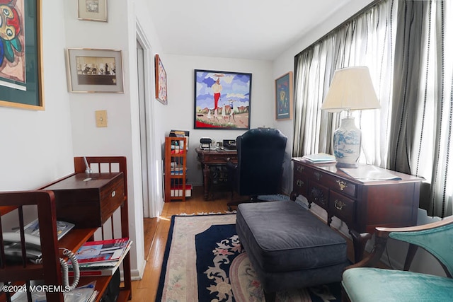 office area featuring light hardwood / wood-style floors