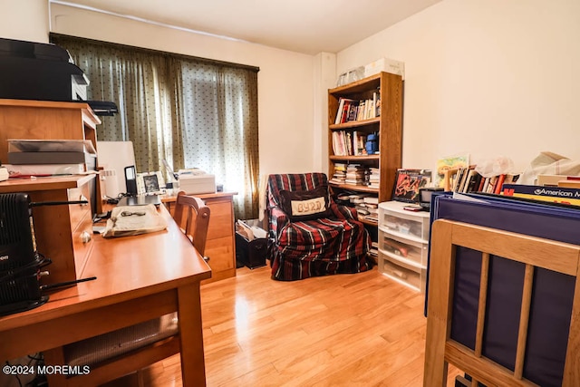 office space featuring light wood-type flooring