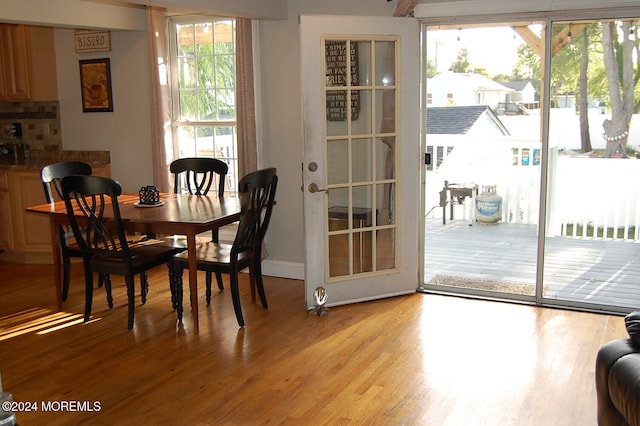 dining room with light hardwood / wood-style floors