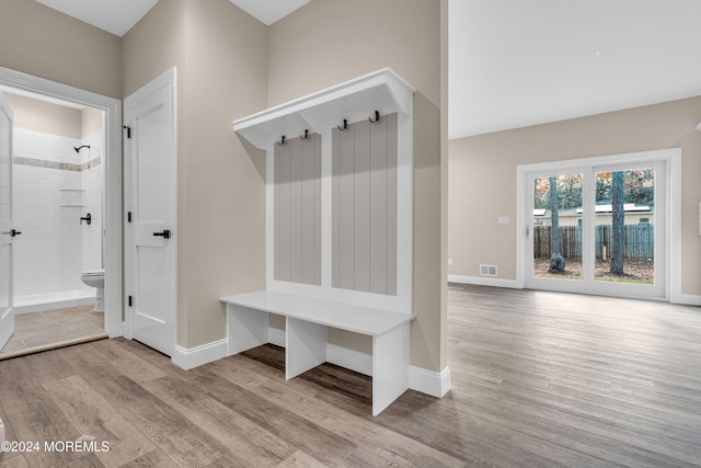 mudroom featuring light hardwood / wood-style floors