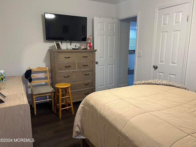 bedroom featuring dark wood-type flooring