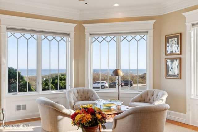 1805 Ocean Ave, Spring Lake, NJ 07762 - sitting room featuring crown molding, baseboards, and wood finished floors