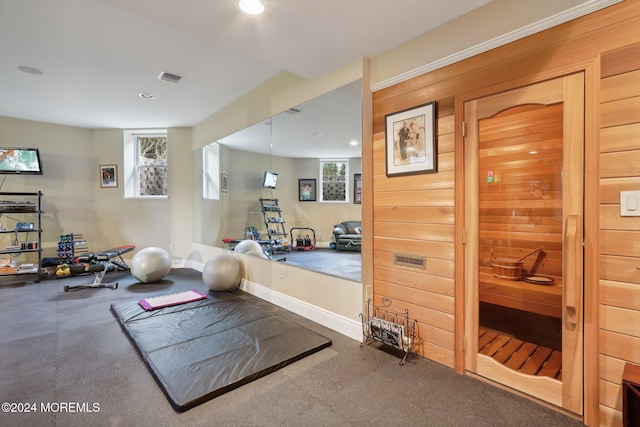 1805 Ocean Ave, Spring Lake, NJ 07762 - workout area featuring recessed lighting, plenty of natural light, and a sauna / steam room