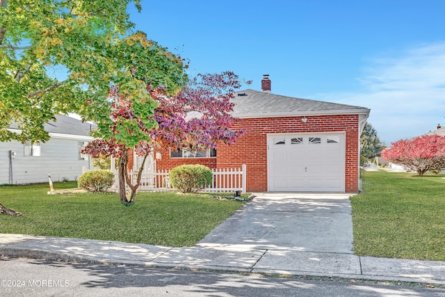 view of front facade featuring a front yard and a garage