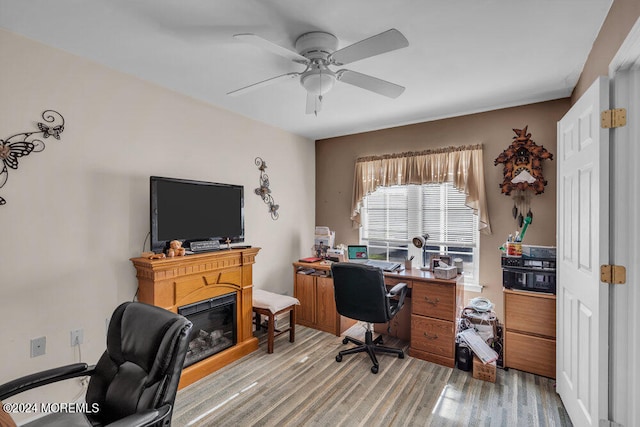 office space featuring ceiling fan