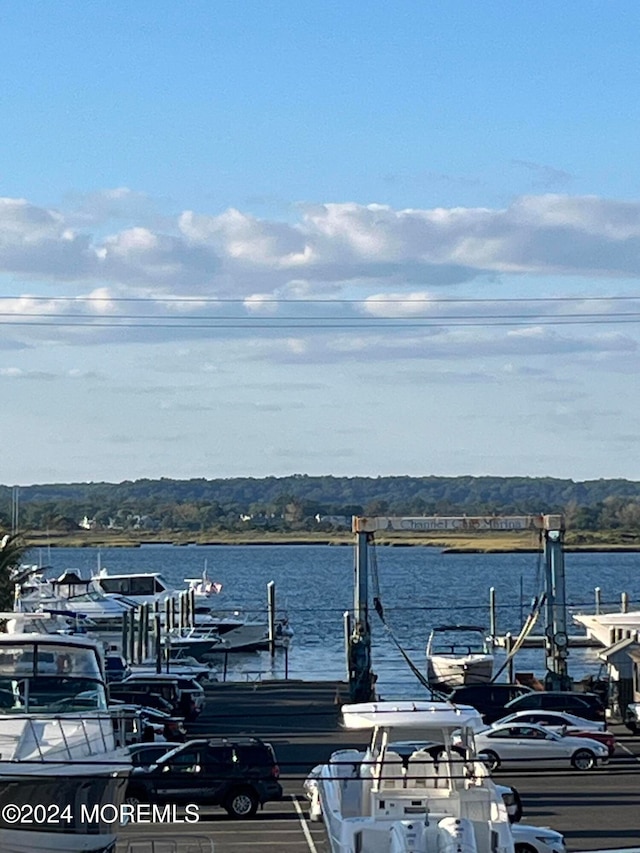 view of dock featuring a water view