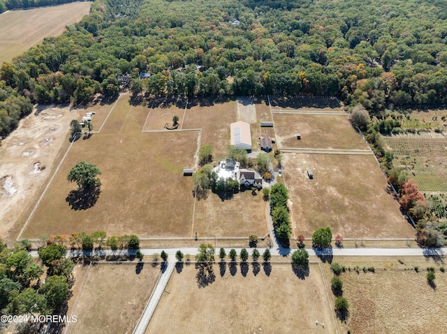 birds eye view of property featuring a rural view