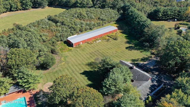 birds eye view of property featuring a rural view