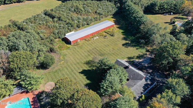 drone / aerial view with a rural view