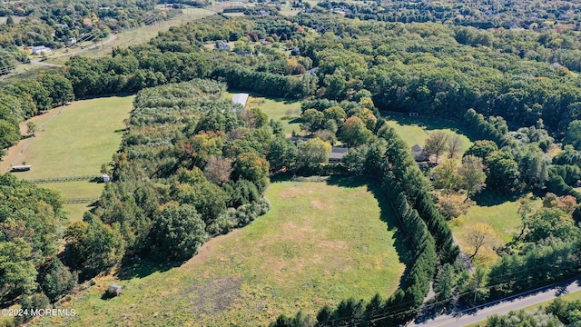 birds eye view of property featuring a rural view