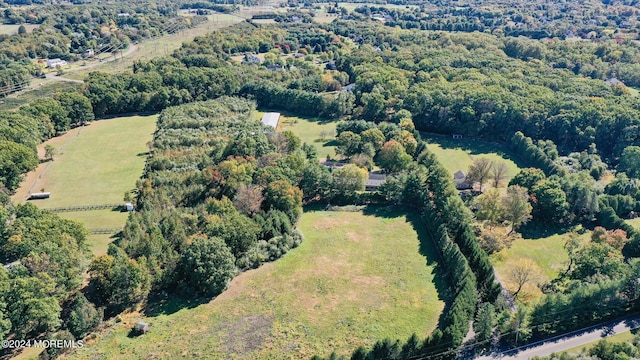 birds eye view of property with a rural view