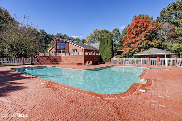 view of swimming pool with a patio