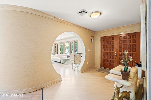 foyer with hardwood / wood-style flooring