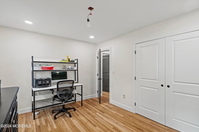 office area featuring wood-type flooring