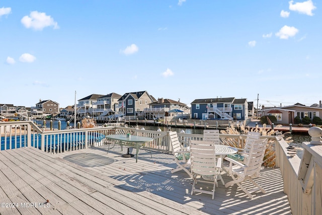 wooden deck with a water view