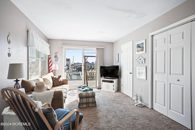 living room with carpet flooring