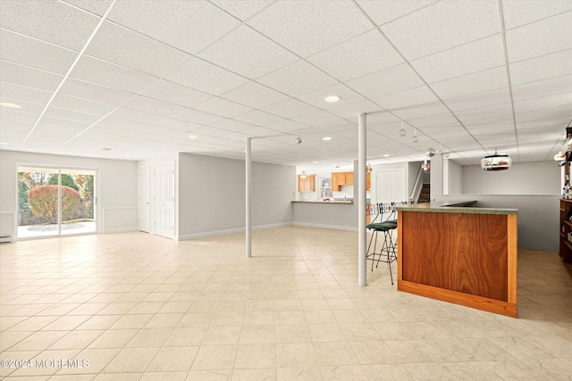 24 Clearwater Dr, Allentown, NJ 08501 - below grade area with bar, a drop ceiling, and recessed lighting