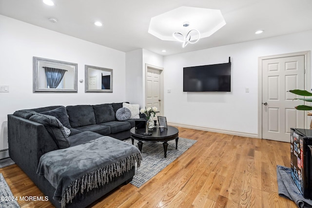 living room featuring light wood-type flooring