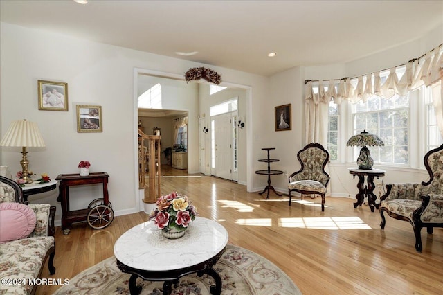 living room with light wood-type flooring