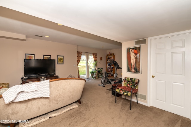 living room with carpet floors