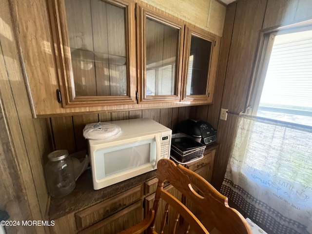 room details featuring wood walls