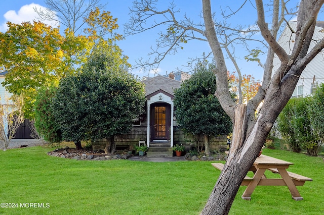 view of front facade with a front lawn