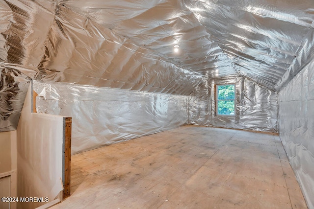 view of unfinished attic