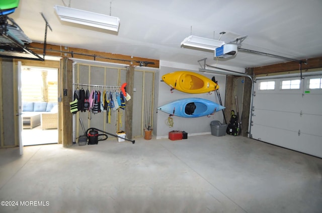 garage with a garage door opener