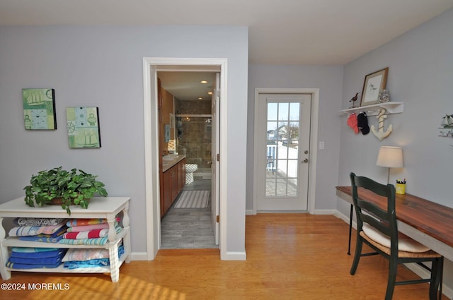 entryway featuring light hardwood / wood-style flooring