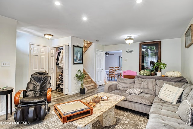 living room featuring wood-type flooring