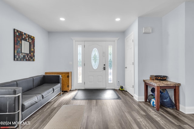 foyer featuring dark hardwood / wood-style floors