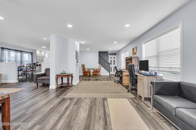 living room featuring wood-type flooring