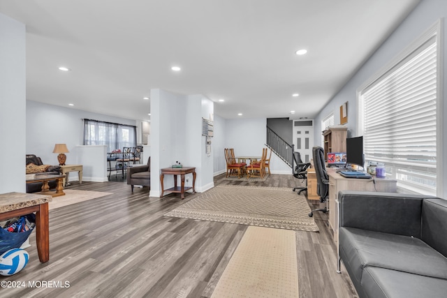 living room featuring light hardwood / wood-style floors