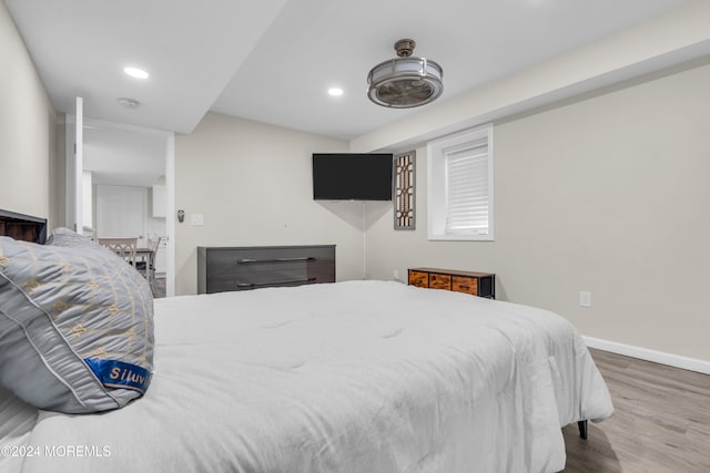 bedroom featuring dark hardwood / wood-style floors