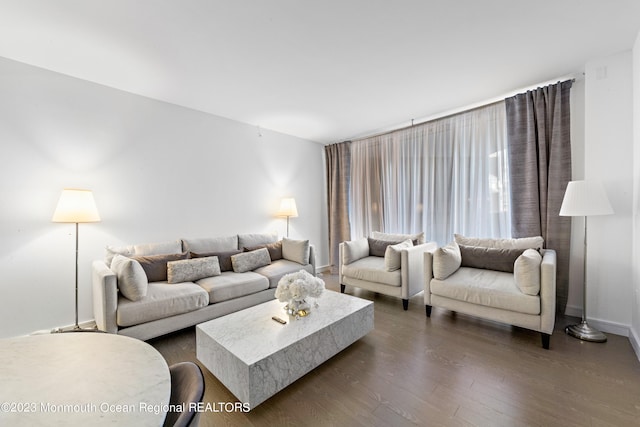 living room featuring dark hardwood / wood-style floors