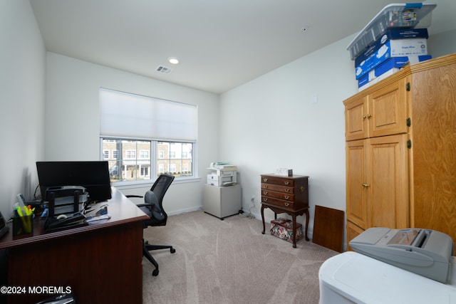 view of carpeted home office